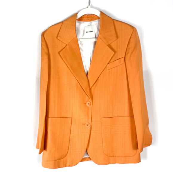 Sandro Hisae Orange Suit 2-pc Set Collared Pants Blazer (TWO SIZES!) Sz 36 / 38 - Picture 4 of 16